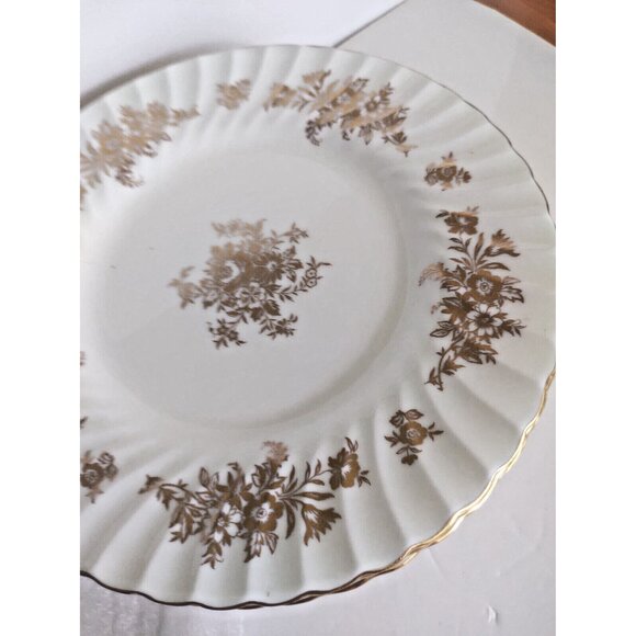 Minton Bone China 9 " Lunch Plates set of 7 Gold Gilded Marlow Pattern H-5017 - Picture 10 of 13